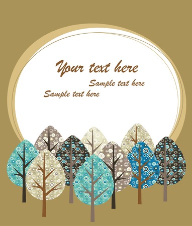 Retro greeting card template with treesのイラスト素材