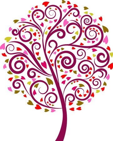 Colourful decorative tree with heart graphic elementsのイラスト素材
