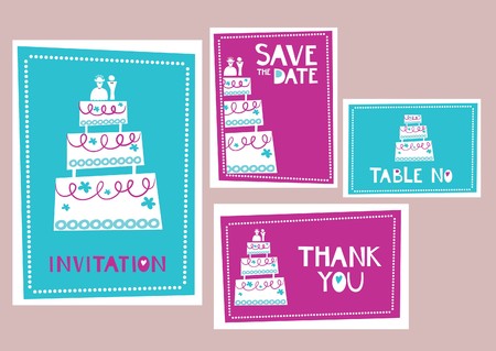 Collection of wedding invitations and cardsのイラスト素材