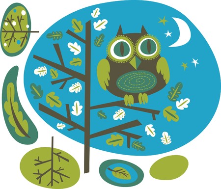 Cute owl on a treeのイラスト素材