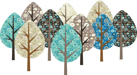 Decorative trees with grunge patternsのイラスト素材