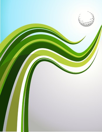 Golf background with green wave and a ballのイラスト素材