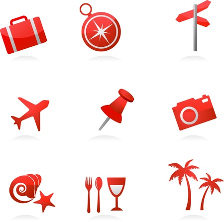 Collection of red tourism and vacation iconsのイラスト素材