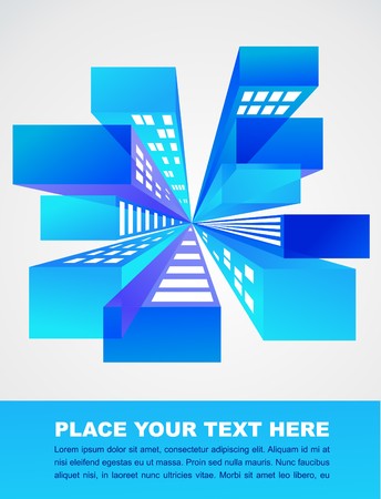 Blue background with downtown overhead viewのイラスト素材