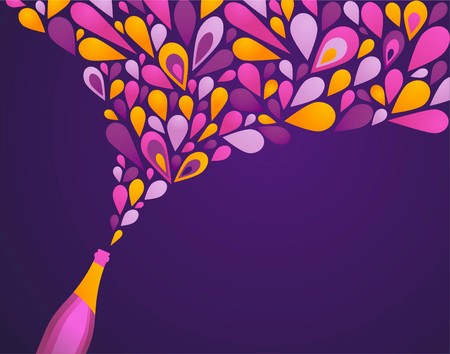 Retro party background with champagne bottle のイラスト素材