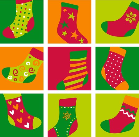 Cute colorful Christmas stockingsのイラスト素材
