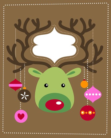 Cute Christmas reindeer cardのイラスト素材
