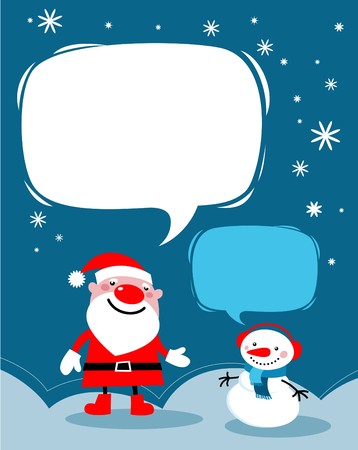 Santa and a snowman Christmas cardのイラスト素材