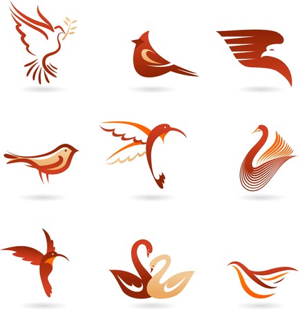 Set of different birds iconsのイラスト素材