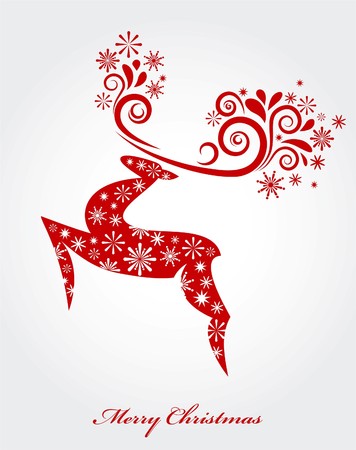 Christmas background with red reindeerのイラスト素材