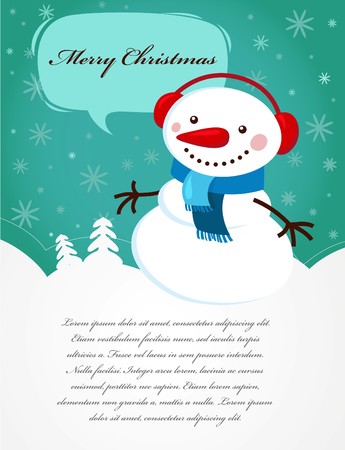 Christmas card with snowman のイラスト素材