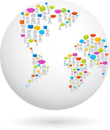 Globe made from abstract figures and speech bubblesのイラスト素材