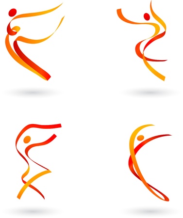 Abstract dancing figures setのイラスト素材