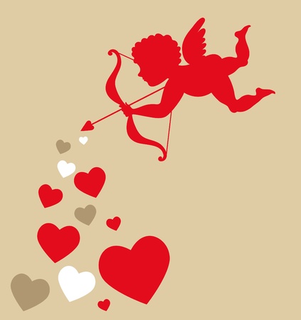 Cupid with hearts - Valentines templateの写真素材