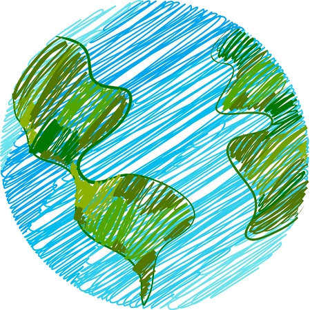 Childish Earth doodleの写真素材