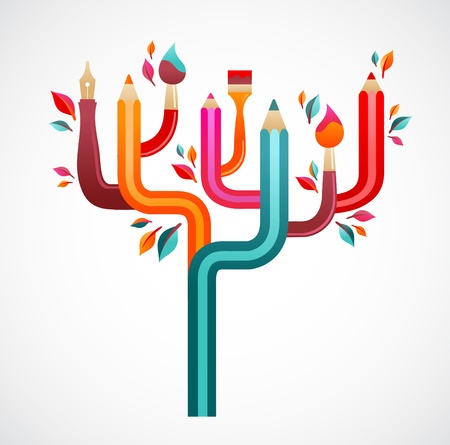 art and creation tree, concept illustrationのイラスト素材