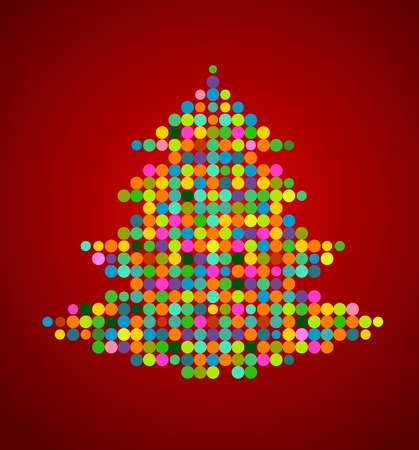 Xmas background with pixel Christmas treeのイラスト素材