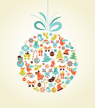 Retro Christmas background with the xmas ballのイラスト素材
