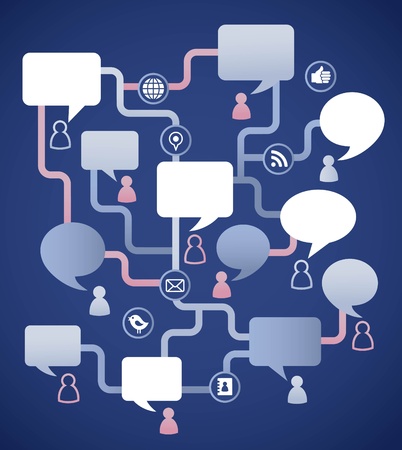 Social media image, people with speech bubblesのイラスト素材