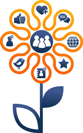 Social Media and network illustrationのイラスト素材