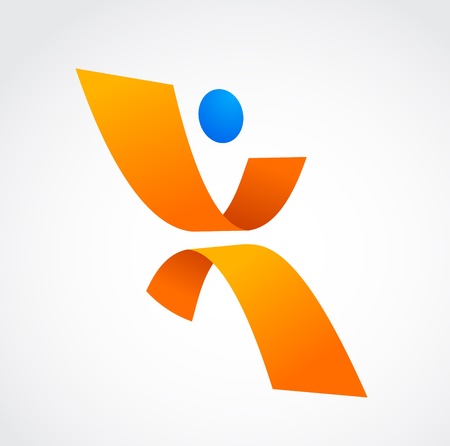 abstract human icon, orange and blue colorsのイラスト素材