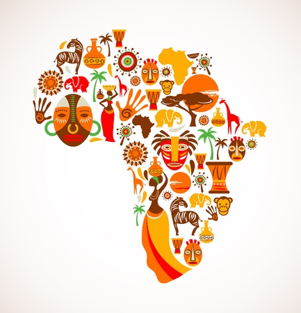 Map of Africa with icons Map of Africa with icons