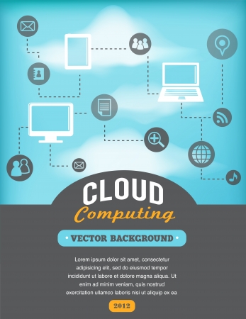 vintage style cloud computing posterのイラスト素材