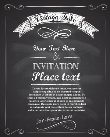 Chalkboard hand drawnvintage invitationの写真素材