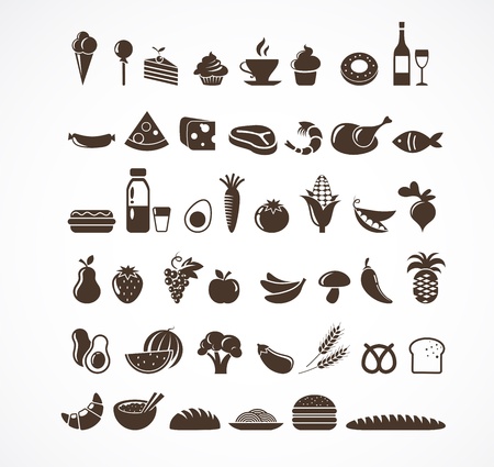 Food icons and elementsのイラスト素材