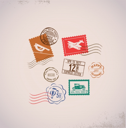 Vintage background with rubber stampsのイラスト素材