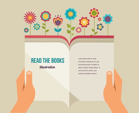 Open book with flowers, flat vector iconsのイラスト素材