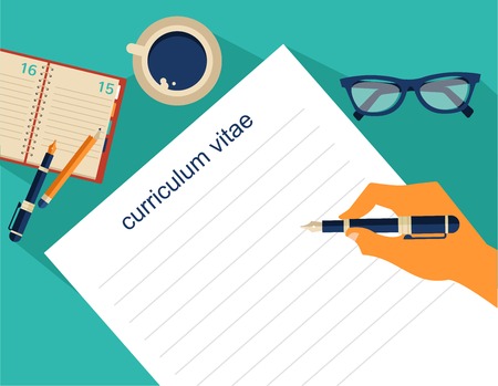 Business background with cv, resume, job and meeting theme, vector illustrationのイラスト素材