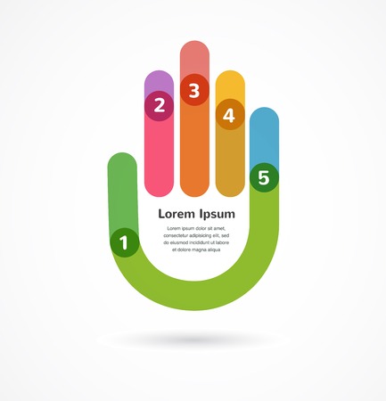 Abstract colorful vector background infographic with handのイラスト素材