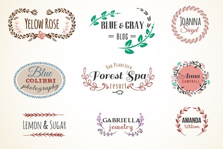 Floral Frame and Name Collectionのイラスト素材