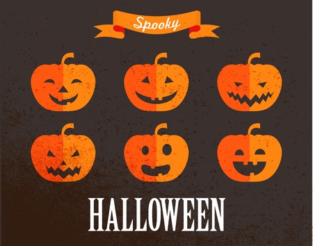 Halloween cute set of pumpkin iconsのイラスト素材