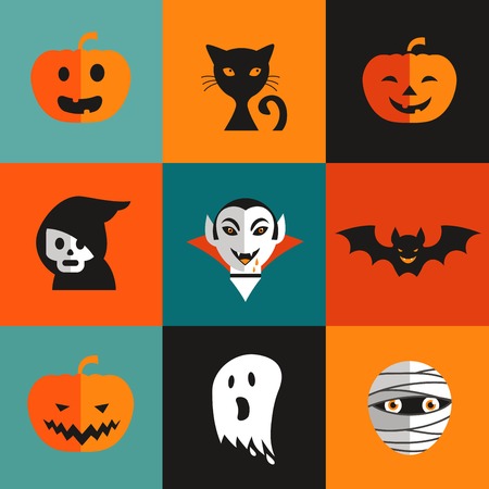 Halloween cute set of iconsのイラスト素材