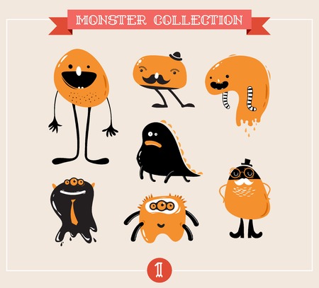 cute monsters, set of vector illustrationsのイラスト素材