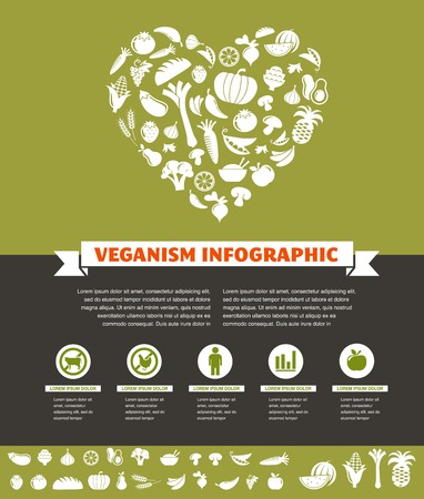 vegetarian and vegan, healthy organic infographicのイラスト素材