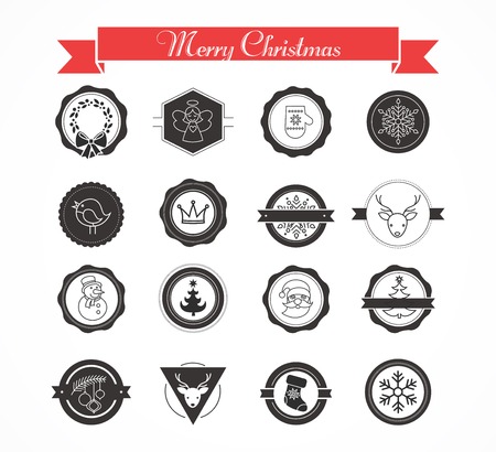 Set of labels, designs and elements for Christmasのイラスト素材