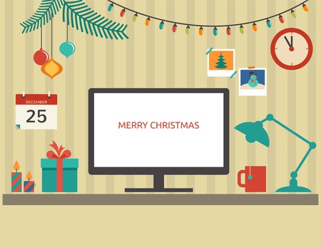 Christmas Santa\'s desktop flat designのイラスト素材