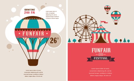 vintage poster with carnival, fun fair, circus vector backgroundのイラスト素材