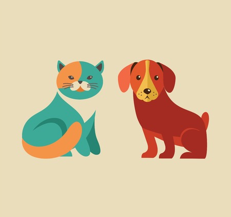 Collection of cat and dog vector icons and illustrationsのイラスト素材