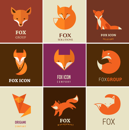 Fox icons, illustrations and elementsのイラスト素材
