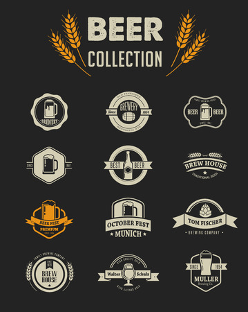 Collection of flat vector Beer icons and elementsのイラスト素材