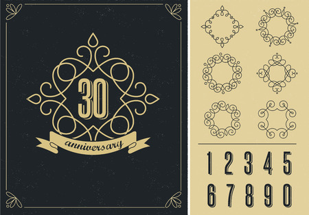 anniversary - art line background with framesのイラスト素材