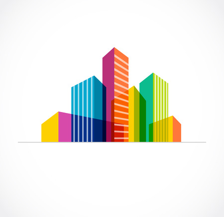 Colorful real estate, city and skyline iconのイラスト素材