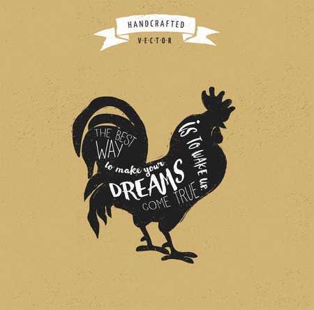 inspiration quote hipster vintage design label - roosterのイラスト素材