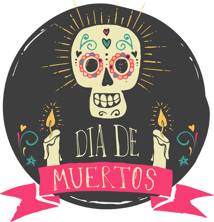 print - mexican sugar skull, day of the dead posterのイラスト素材