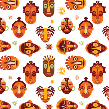 African masks colorful patternのイラスト素材