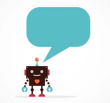 Robot icons and cute characters, with speech bubblesのイラスト素材